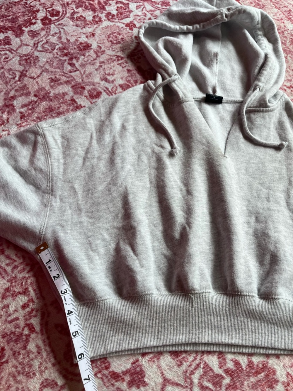 PacSun Light Gray Cropped V-Neck Hoodie - Picture 3 of 7
